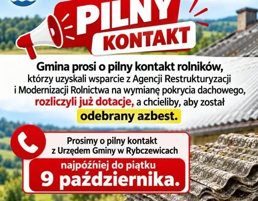 Ostatni moment na odbiór azbestu w Gminie Rybczewice – nabór kończy się 9 października